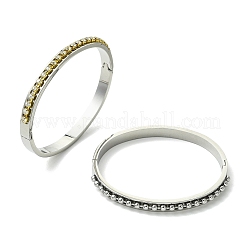 2Pcs 2 Colors Brass Crystal Rhinestone and 201 Stainless Steel Hinged Cuff Bangle Sets&nbsp;BJEW-JB14320