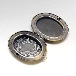 Carved Oval Rack Plating Brass Locket Pendant Cabochon Settings&nbsp;KK-N0096-13AB-FF
