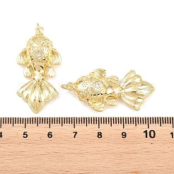Brass Micro Pave Clear Cubic Zirconia Pendants&nbsp;KK-P353-15G-02