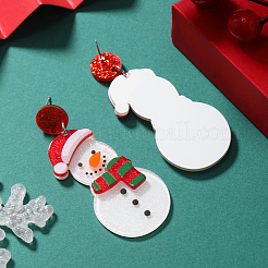 Acrylic Snowman Dangle Stud Earrings&nbsp;VQ5224