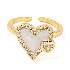 Brass Micro Pave Cubic Zirconia Open Finger Ring&nbsp;RJEW-C069-04G