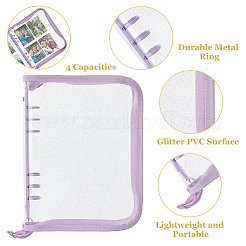 1Pc A5 Glitter PVC Plastic 6-Ring Loose Leaf Zipper Book Covers&nbsp;AJEW-FH0004-78