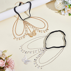 2Pcs 2 Colors Alloy Sexy Elastic Multilayer Tassel Butterfly Leg Chain&nbsp;AJEW-HY0002-21