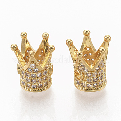Rack Plating Brass Cubic Zirconia Beads&nbsp;ZIRC-S034-02G