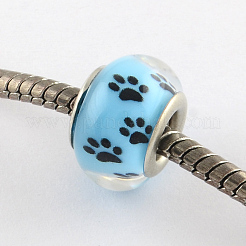 Large Hole Dog Paw Prints Pattern Resin European Beads&nbsp;OPDL-Q129-228A