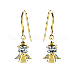 Brass Clear Cubic Zirconia Dangle Earrings&nbsp;WG307C1-01