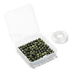 100Pcs 8mm Natural Serpentine/Green Lace Stone Round Beads&nbsp;DIY-LS0002-45