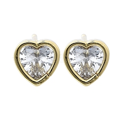 Brass Micro Pave Clear Cubic Zirconia Stud Earrings for Women&nbsp;EJEW-F363-02G