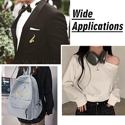 7Pcs 7 Styles Musical Instruments Alloy Rhinestone Lapel Pin Backs for Backpack Clothes&nbsp;JEWB-CJ0001-91