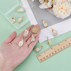 10Pcs 5 Styles Electroplated Natural Quartz Crystal Copper Wire Wrapped Pendants&nbsp;PALLOY-FG00004