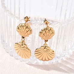 304 Stainless Steel Shell Pendant Necklaces & Stud Earrings Sets&nbsp;SA-CBA2C2A-05G
