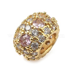 Brass Micro Pave Cubic Zirconia European Beads&nbsp;KK-I276-28G
