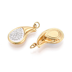 304 Stainless Steel and Handmade Polymer Clay Crystal Rhinestone Pendants&nbsp;STAS-T069-62