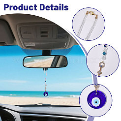 Glass Evil Eye & Alloy Rhinestone Car Pendant Decorations&nbsp;AJEW-GL0003-26