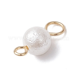 Wrinkle Textured Shell Pearl Round Connector Charms&nbsp;PALLOY-JF03824-01