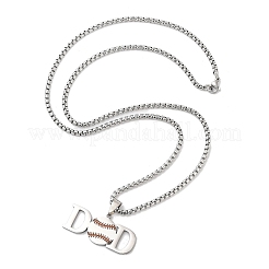 202 Stainless Steel Enamel Box Chain Sport Ball Pendant Necklaces for Men&nbsp;NJEW-K380-01A-02