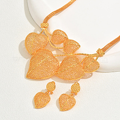 Vintage Alloy Hollow Leaf Earrings & Necklaces Sets for Women&nbsp;WC5565