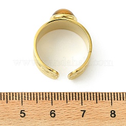Natural Gemstone Round 304 Stainless Steel Cuff Open Rings for Women&nbsp;RJEW-JR01069