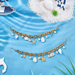 2Pcs Ocean Theme Aluminum Cable Chains Boot Strap Chains&nbsp;HJEW-SP00030