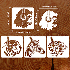 4Pcs 4 Styles PET Hollow Out Drawing Painting Stencils&nbsp;DIY-WH0394-0192