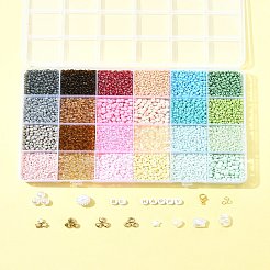 DIY Glass Seed & CCB Plastic & Imitation Pearl Beads Jewelry Making Findings Kits&nbsp;DIY-FS0008-15