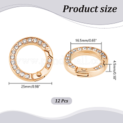 12pcs Alloy Spring Gate Ring with Rhinestone&nbsp;FIND-UN0003-37KCG