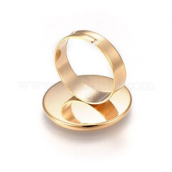 Adjustable 201 Stainless Steel Finger Rings Components&nbsp;X-STAS-G187-01G-20mm