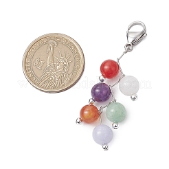 Round Natural Amethyst & Quartz & Malaysia Jade & Carnelian & White Jade Pendant Decorations&nbsp;HJEW-JM02693-01