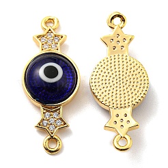 Brass Micro Pave Clear Cubic Zirconia Connector Charms&nbsp;KK-K338-04G-02