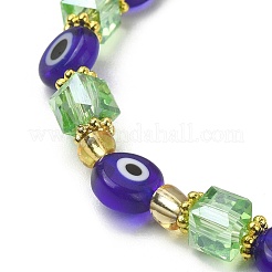 5Pcs 5 Style Natural Banded Agate & Lampwork Evil Eye & Seed Beaded Stretch Bracelets Set&nbsp;BJEW-JB09616-03