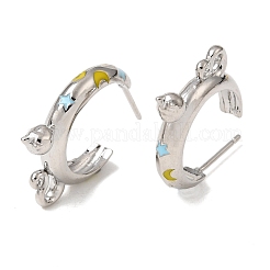 Brass Enamel Stud Earrings&nbsp;KK-CBA8324-23P-04