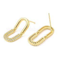 Cubic Zirconia Oval Dangle Stud Earrings&nbsp;EJEW-G353-01G