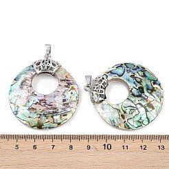 Natural Paua Shell Flat Round Pendants&nbsp;KK-C135-01P