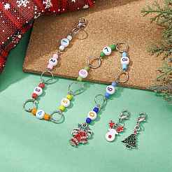 3Pcs Christmas Theme Knitting Row Counter Chains & Locking Stitch Markers Kits&nbsp;HJEW-JM01338-01