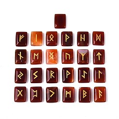 25Pcs Rectangle Natural Carnelian Rune Stones with Elder Futhark Alphabet Engraved&nbsp;G-T142-34