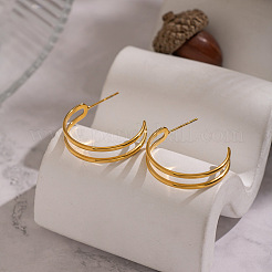 Two-layer C-Shaped 304 Stainless Steel Stud Earrings&nbsp;WU2409