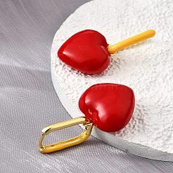 Heart Brass Hoop Earrings&nbsp;EJEW-D314-02G
