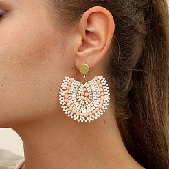 Bohemian Style Fan Glass Seed Beaded Dangle Stud Earrings for Women&nbsp;LS3119-1