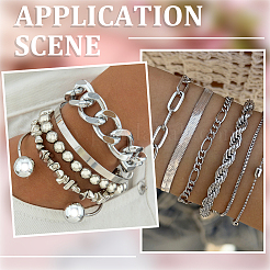 2 Sets 2 Styles Alloy Chain Bracelets & Bangles Set for Women&nbsp;BJEW-SP0001-34A