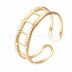 304 Stainless Steel Rectangle Wrap Open Cuff Ring&nbsp;RJEW-T023-67G