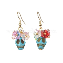 Glass & Synthetic Turquoise Beads Dangle Earrings&nbsp;EJEW-JE07452