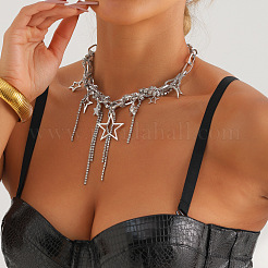 Alloy Crystal Rhinestone Star Tassel Choker Necklaces for Women&nbsp;WG75C76-01