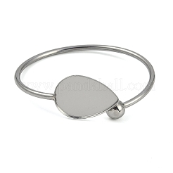 304 Stainless Steel Blank Bangle Bases with Teardrop Tray&nbsp;STAS-Z088-01P-02