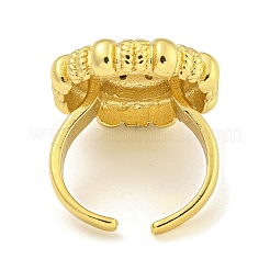 Rack Plated Brass Micro Pave Cubic Zirconia Flower Open Cuff Rings for Women&nbsp;RJEW-Z042-02G-01