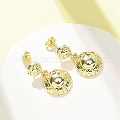Half Round Brass Dangle Stud Earrings&nbsp;EJEW-D351-04G