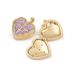 Brass Micro Pave Cubic Zirconia Locket Pendants&nbsp;KK-P335-08G