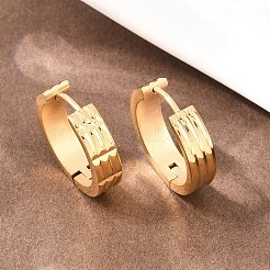 304 Stainless Steel Textured Hoop Earrings&nbsp;EJEW-L307-07G