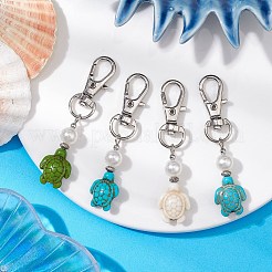 Sea Turtle Synthetic Howlite & Turquoise Pendant Decorations&nbsp;HJEW-JM02381