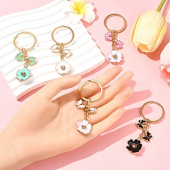 6pcs Flower Alloy Enamel Keychain&nbsp;KEYC-YW00171-01