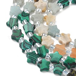 4 Styles Synthetic Malachite & Natural Dragon Blood Jasper & Flower Amazonite & Red Aventurine Beads Strands&nbsp;G-D095-A08